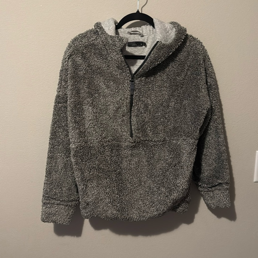 PrAna Permafrost Hoodie 1/2 Zip Pullover Fleece Organic Womens Med Grey GUC